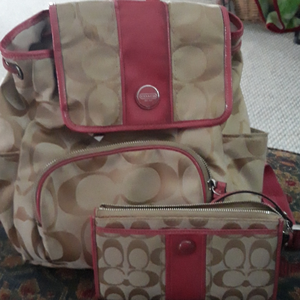 SOLD ****Coach back pack with wristlet wallet